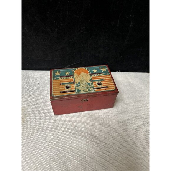 Vintage Toy Bank • Marx Toys Red White & Blue Capitol Building Budget Bank - Picture 1 of 9